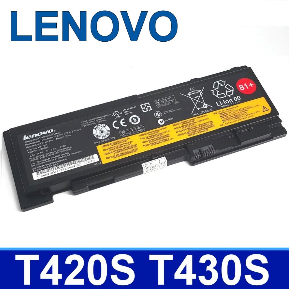 LENOVO 聯想 電池- T420S T430S T420S T420SI T430SI T431S T431SI 81+ T430S T430SI 45N1037 45N1038