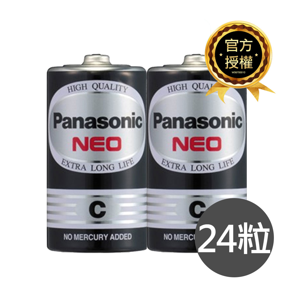 Panasonic 國際牌 碳鋅電池2號C電池24入盒裝(R14NNT/1.5V黑錳電池/乾電池/公司貨)