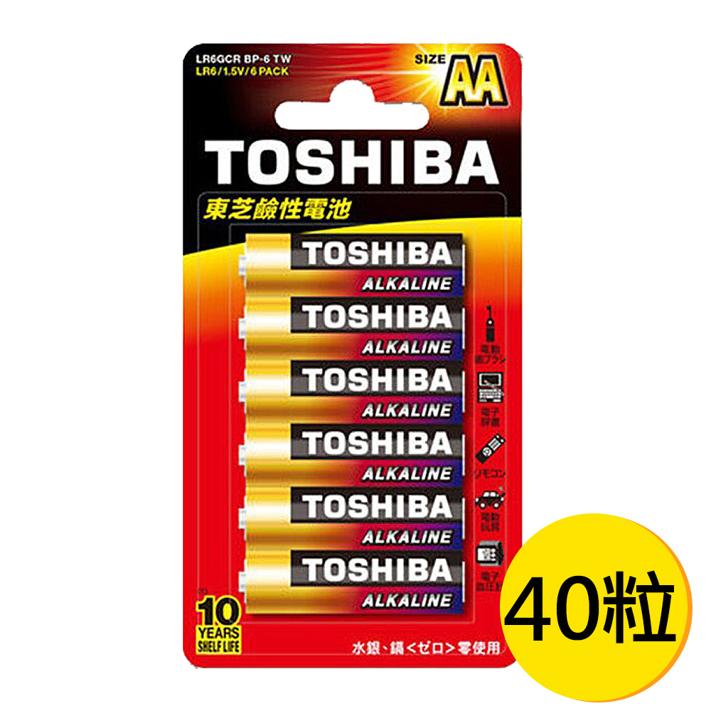 TOSHIBA 東芝 3號AA鹼性電池40入 吊卡裝(1.5V LR6)