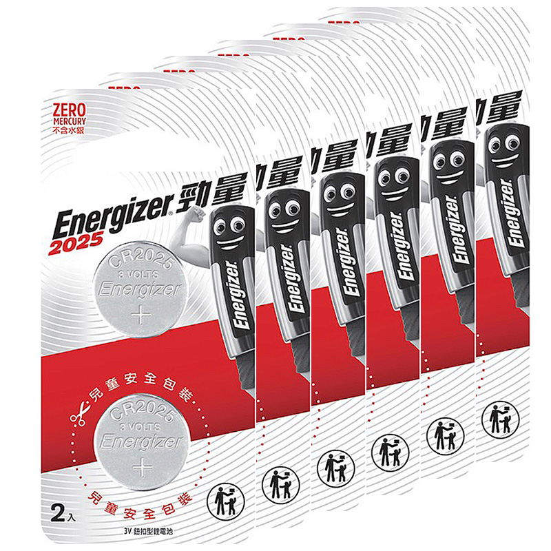 Energizer 勁量 鈕扣型CR2025鋰電池12入 吊卡裝(3V鈕扣電池DL2025)