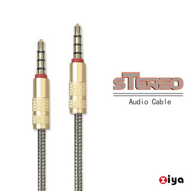 [ZIYA] 音源對接線 AUX 3.5mm 三環四極 金屬刻紋 金剛彈簧款  