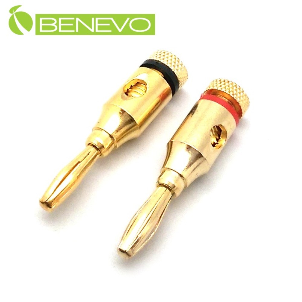 BENEVO純銅鍍金 4MM音響音訊連接線香蕉型接頭x2顆