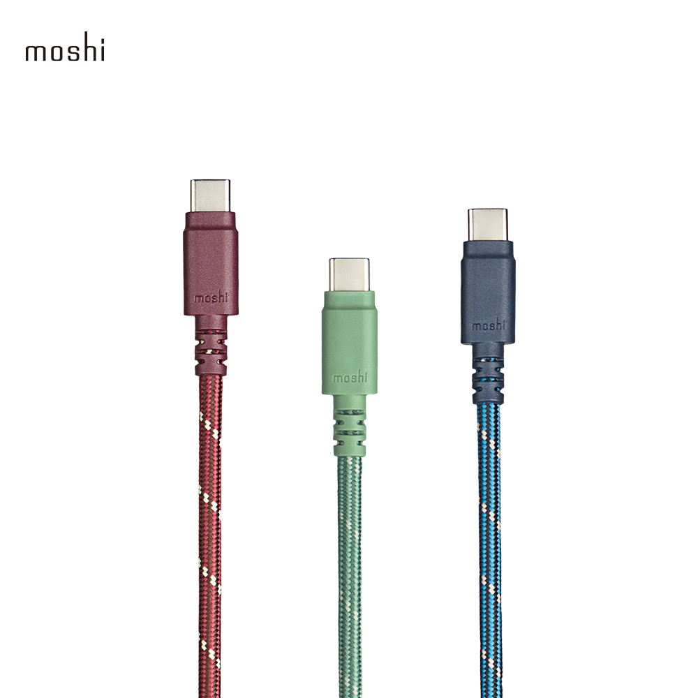 Moshi 摩仕 Integra 強韌系列USB-C to USB-C(240W/480Mbps)充電/傳輸編織線-薄型插頭(2M)