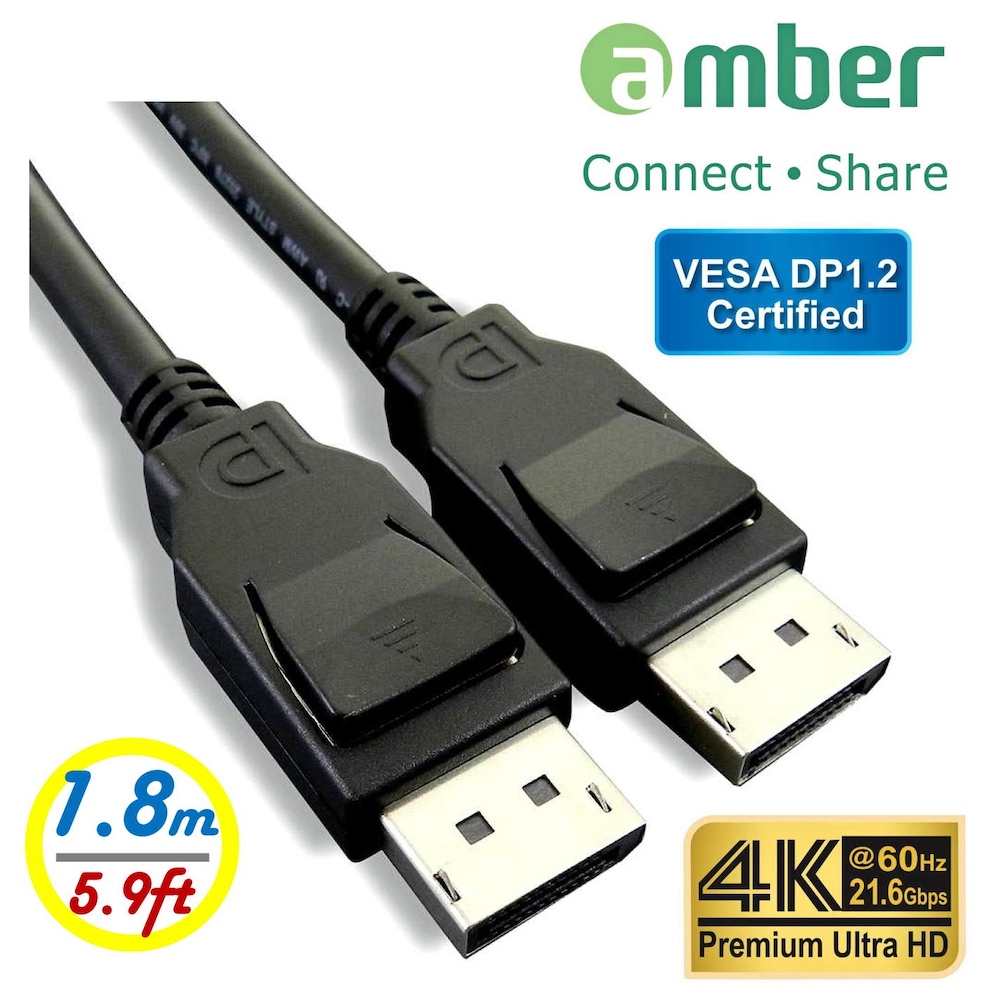 Amber 崴寶 【京徹】VESA 1.2 認證影音訊號線/DisplayPort 公對 DisplayPort 公/ to /4K/60Hz-1.8公尺