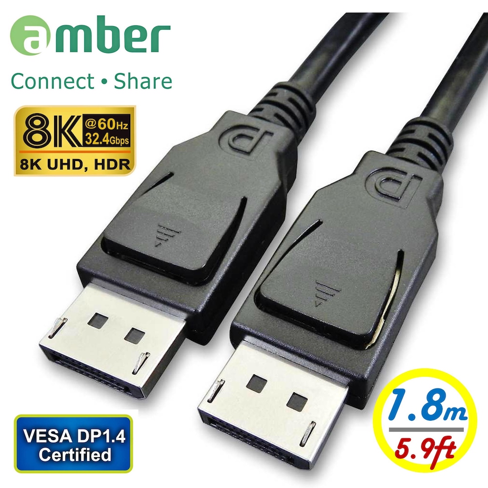 Amber 崴寶 【京徹】VESA 1.4 認證影音訊號線/DisplayPort 公對公/8K/60Hz-【1.8公尺】_32.4Gbps HBR3