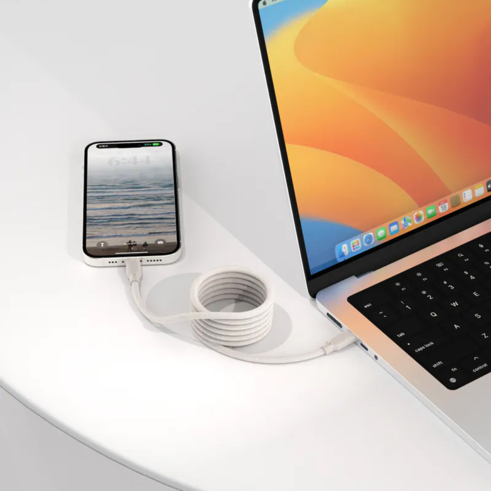 Allite Easy Cable 磁吸收納編織快充線|USB-C to USB-C|淺灰褐