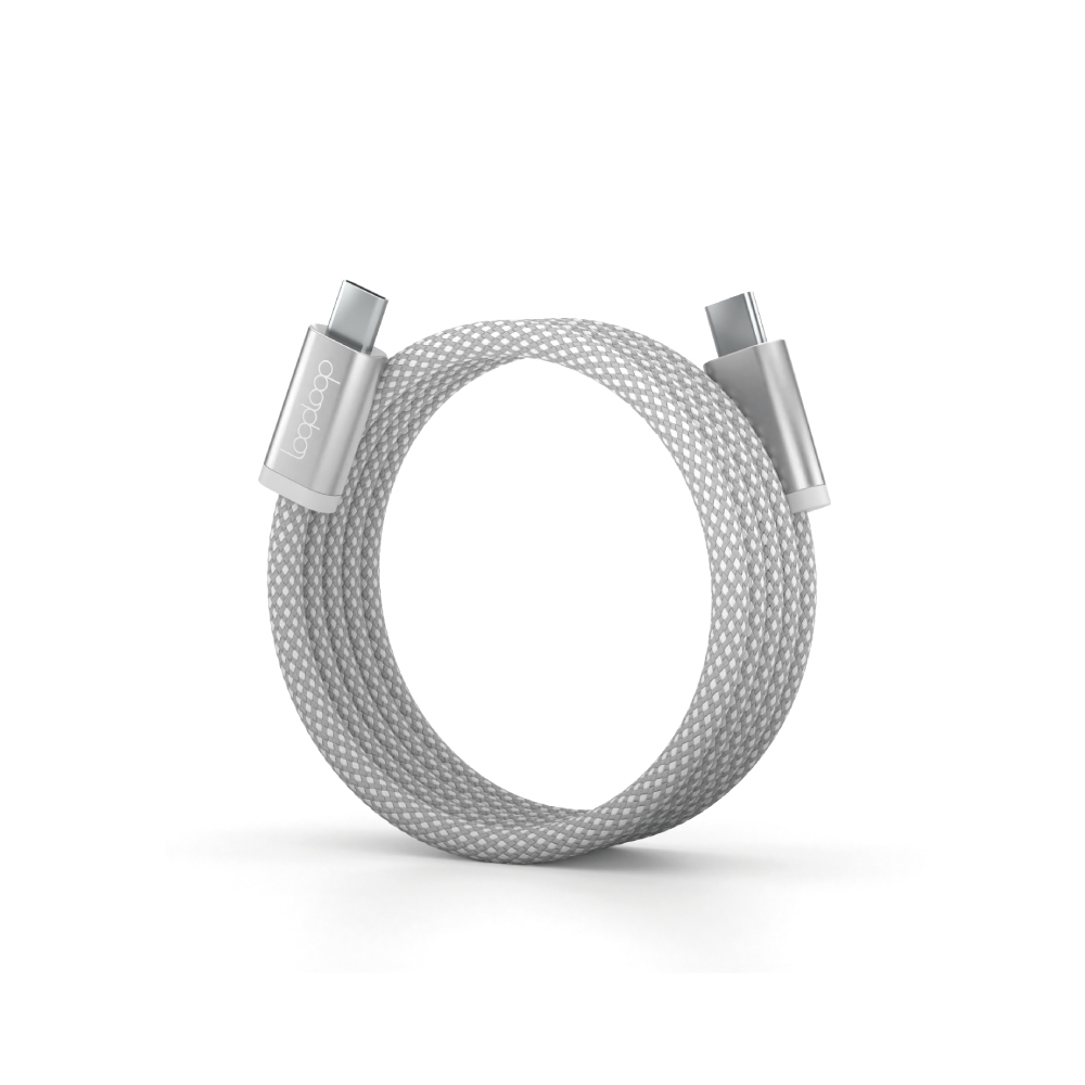 LoopLoop 磁吸式編織傳輸線C to C-240W-1M - 經典灰(支援QC 4.0快充協議)