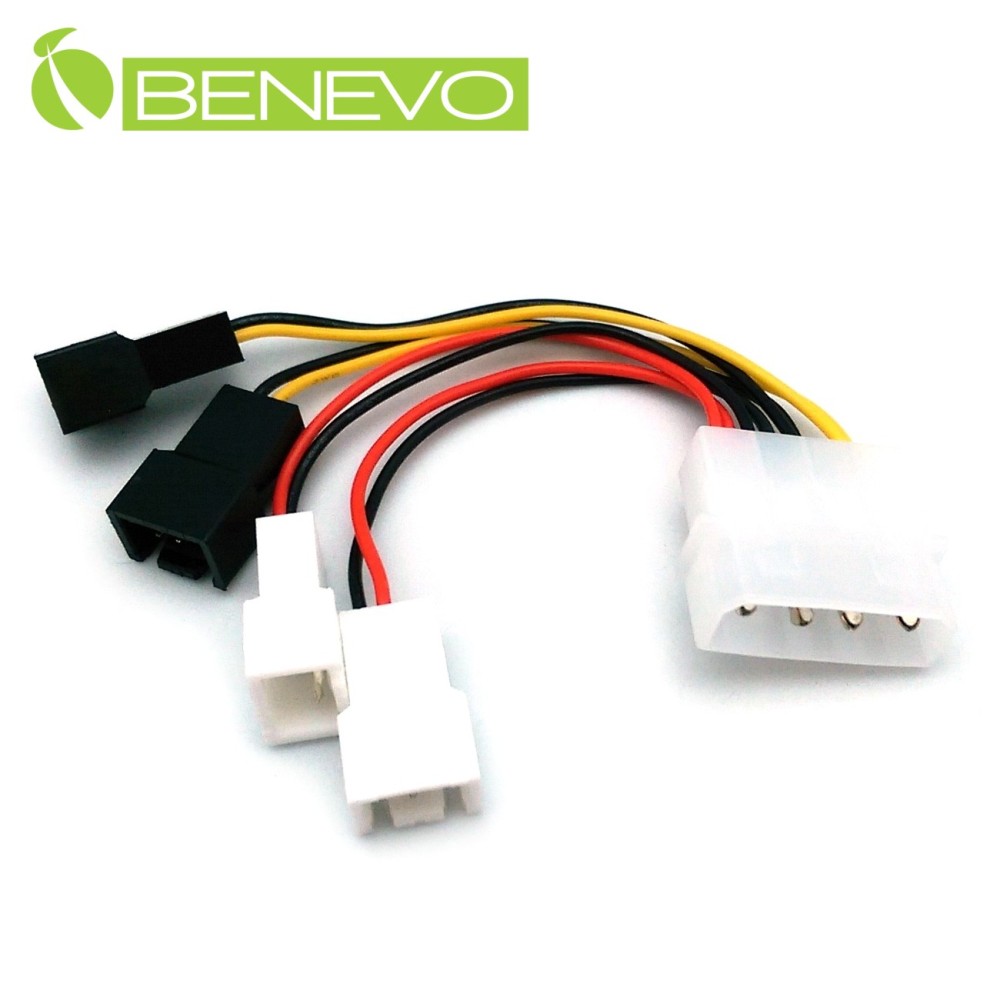 BENEVO IDE 4PIN轉4組散熱風扇用PWM 3PIN電源(DC5Vx2, DC12Vx2)