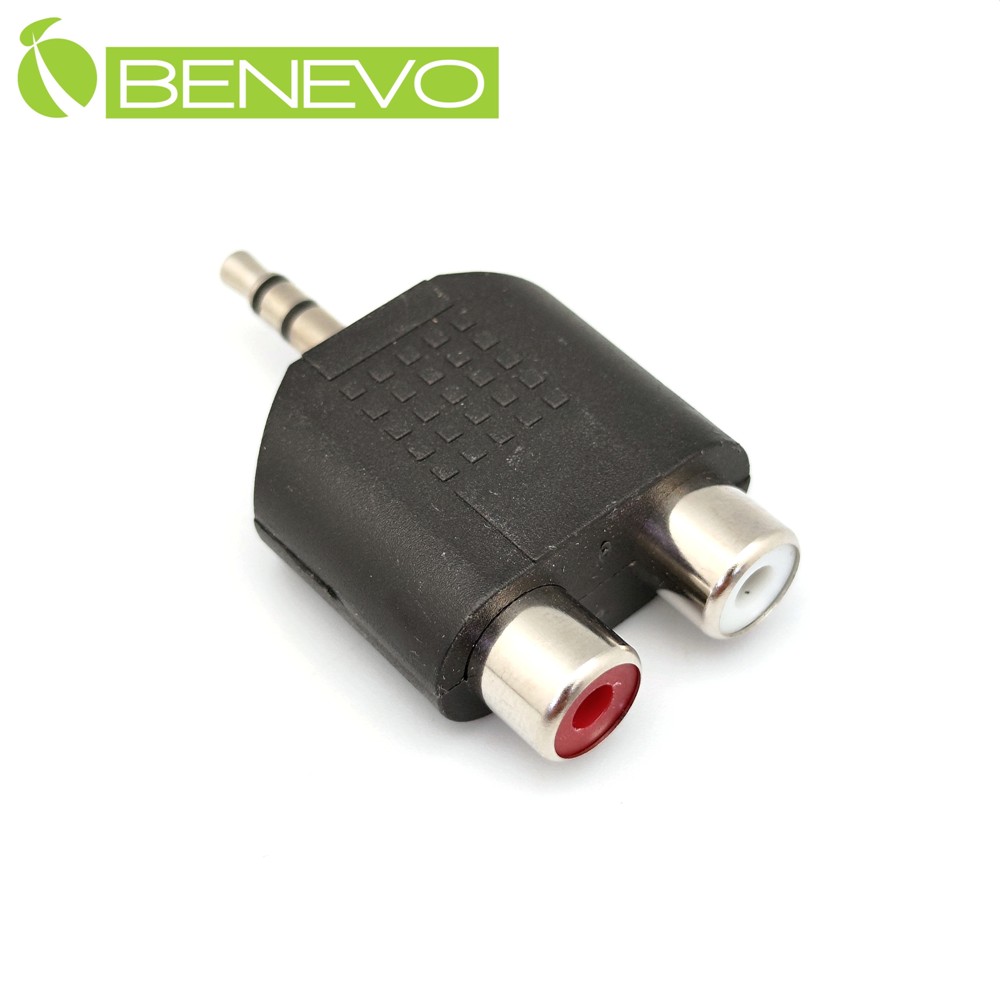 BENEVO 3.5mm立體聲(公)轉雙RCA(母)音源轉接