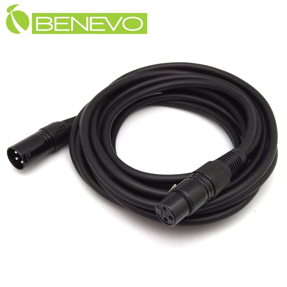 BENEVO 5M XLR(Cannon接頭)公對母音訊連接線