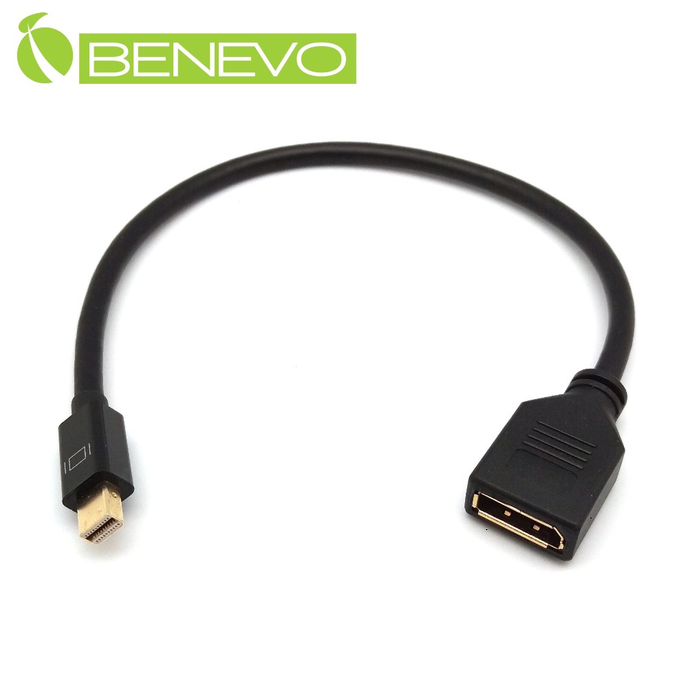 BENEVO 20cm Mini DP(公)轉DP(母)訊號轉接短線