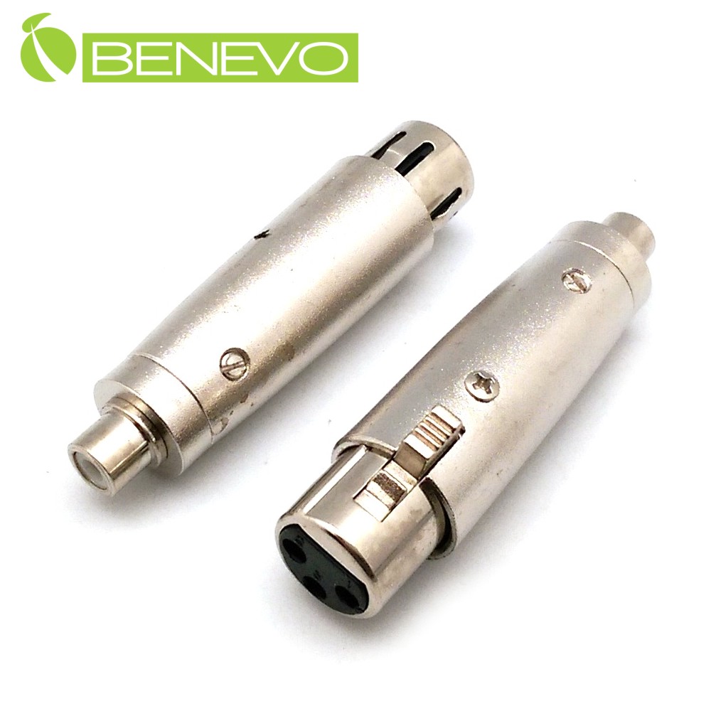 BENEVO RCA/AV母頭轉XLR(Cannon接頭)母頭 轉接頭