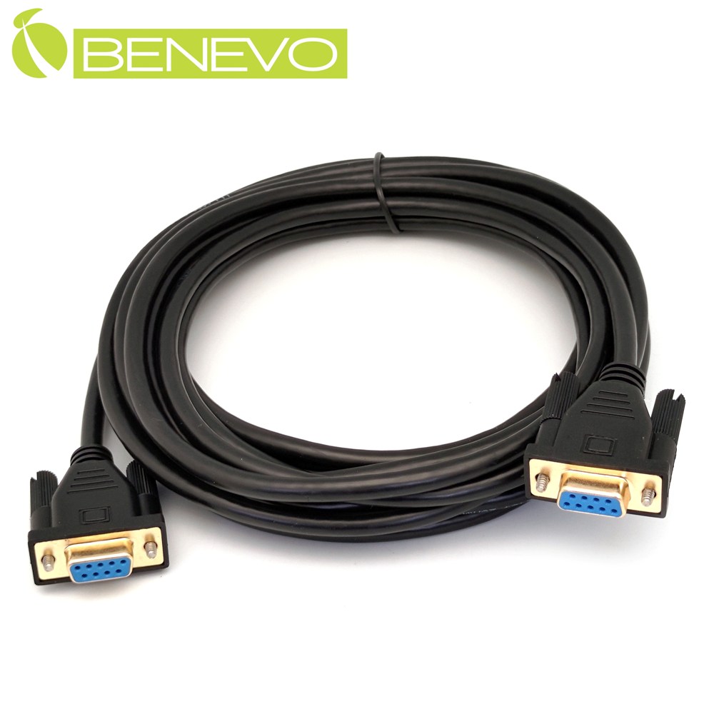 Benevo 專業交叉型 5米 母對母鍍金接頭RS232串列埠訊號連接線 [BRS0500FFXG(26AWG)]