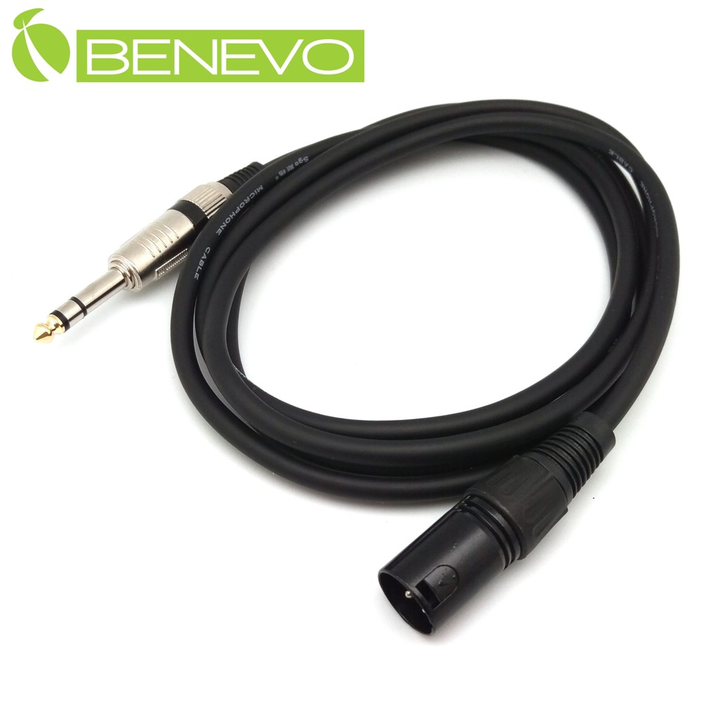 BENEVO 2米 6.3MM公頭轉XLR(Cannon接頭)公頭 平衡式音訊連接線