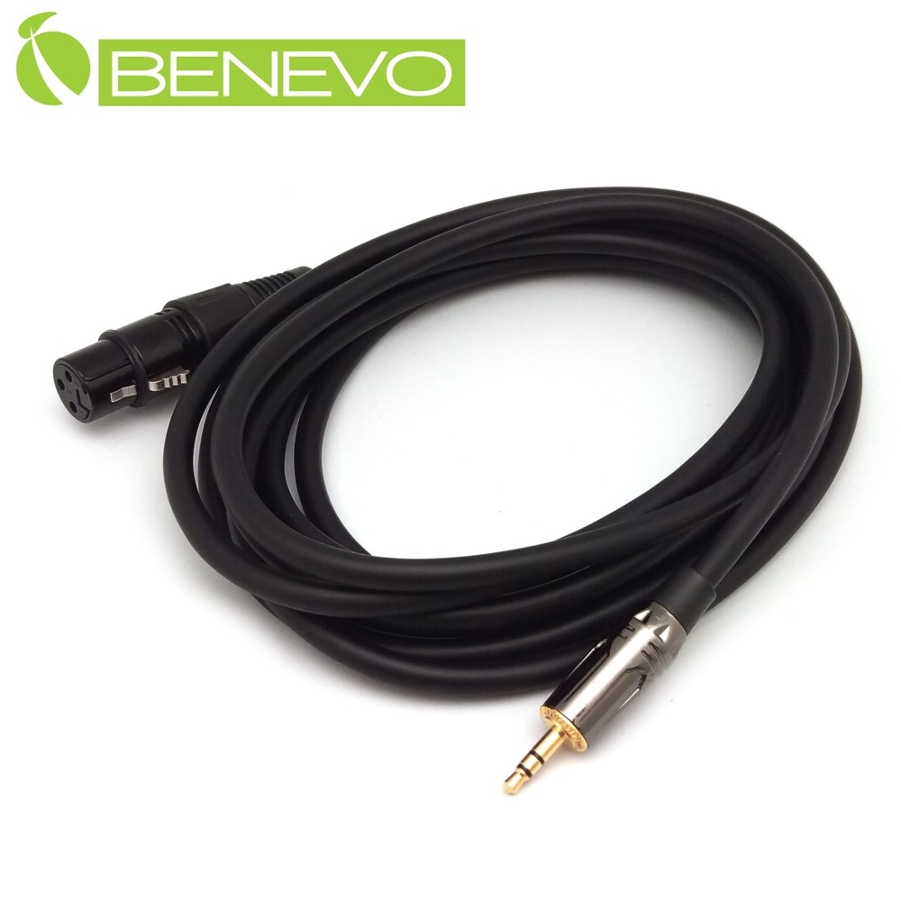 BENEVO 3.5M 3.5MM公頭轉XLR(Cannon接頭)母頭 立體聲音訊連接線