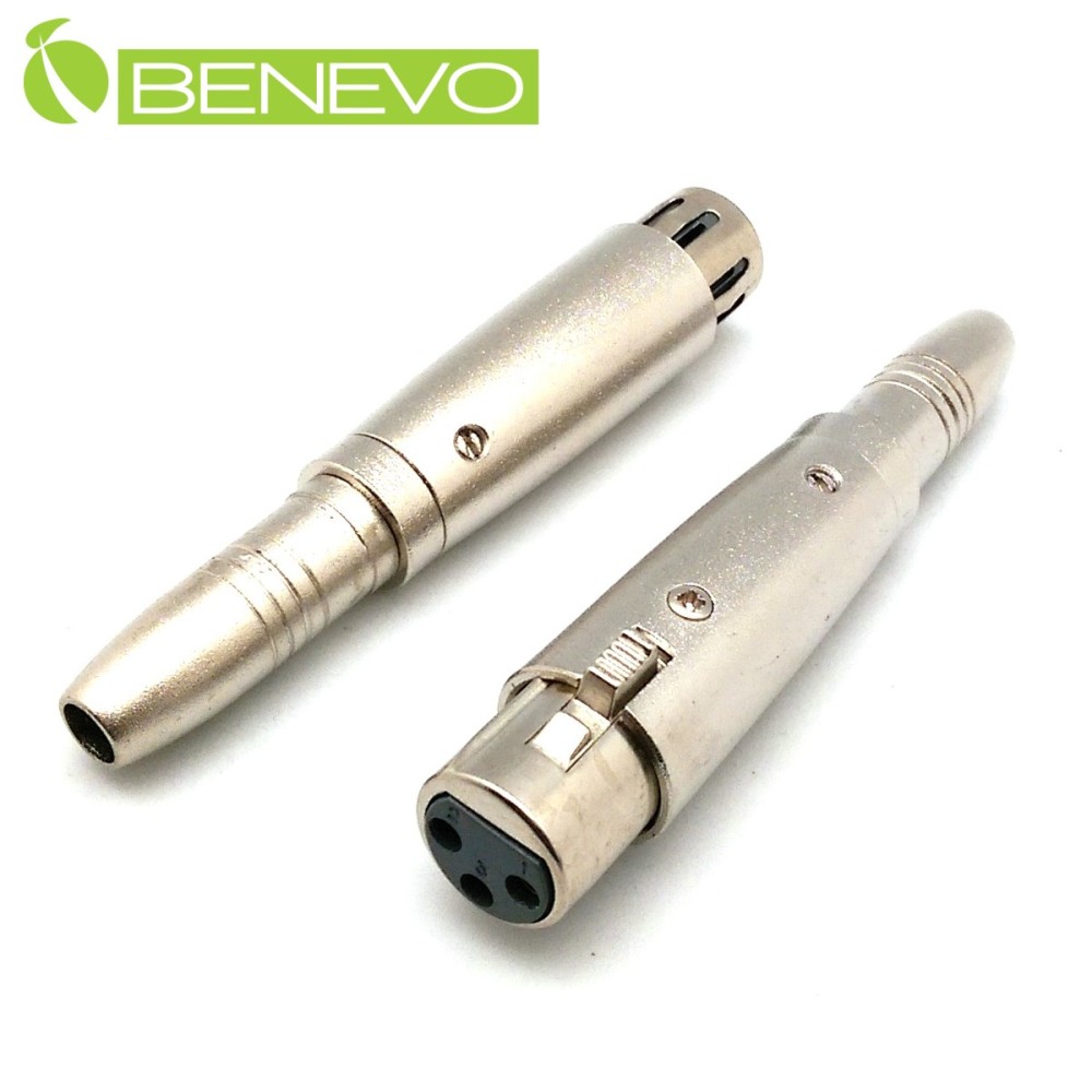BENEVO 6.3MM母頭轉XLR(Cannon接頭)母頭 音訊轉接頭