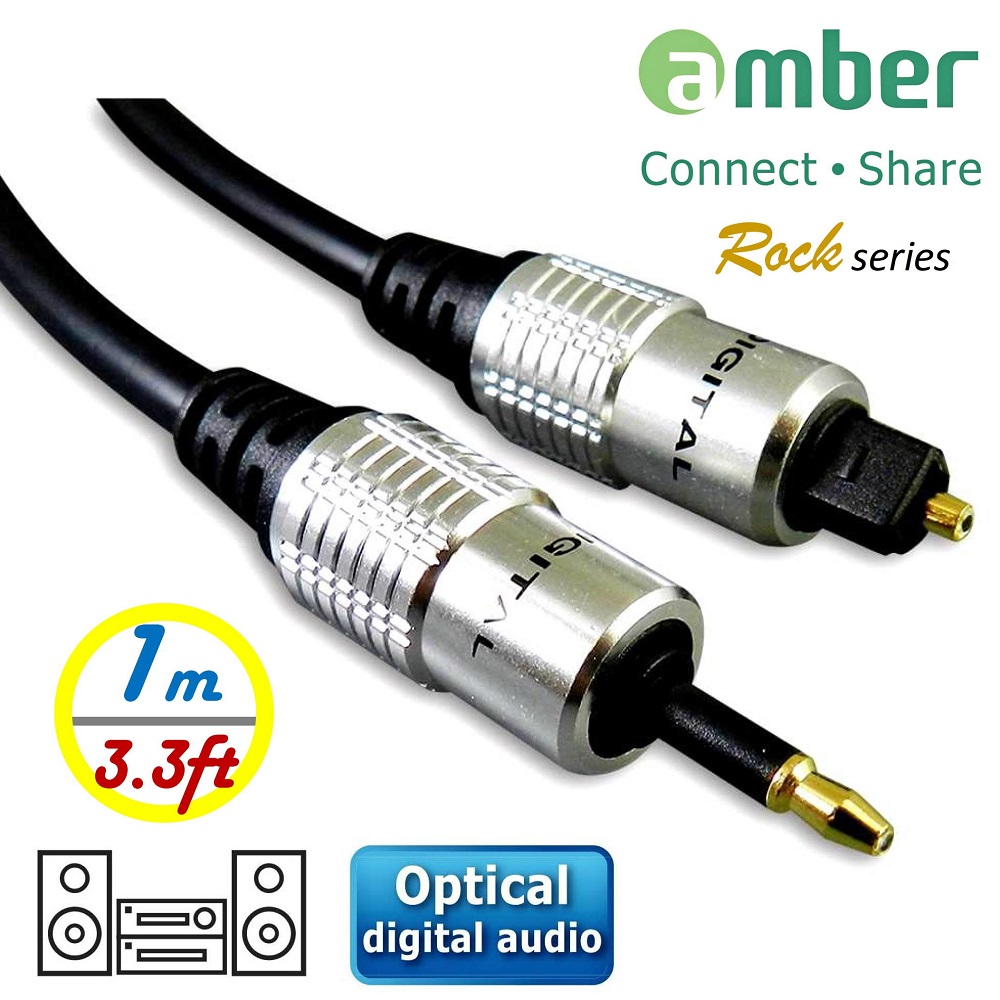 amber S/PDIF Optical Digital Audio Cable,mini Toslink to Toslink-【1m/3.3ft】