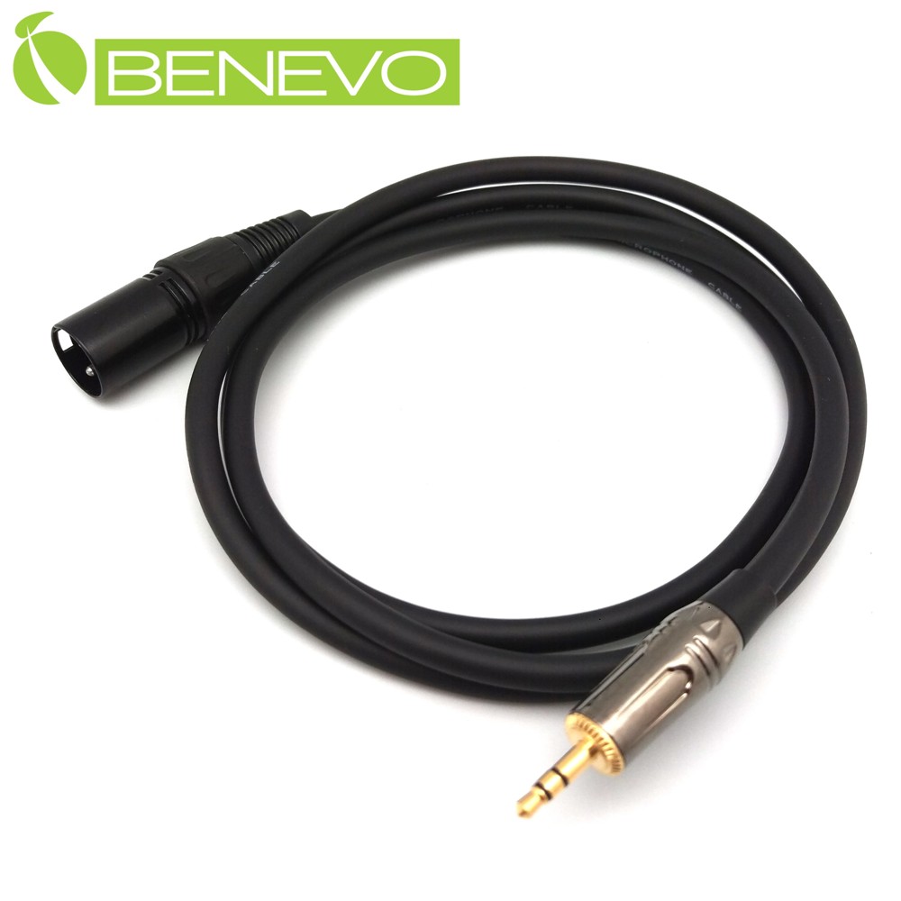 BENEVO 1.5米 3.5MM公頭轉XLR(Cannon接頭)公頭 音訊連接線