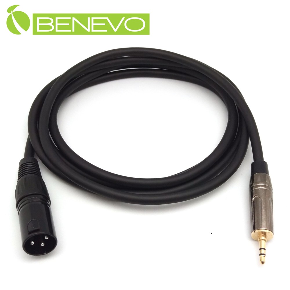 BENEVO 2米 3.5MM公頭轉XLR(Cannon接頭)公頭 音訊連接線