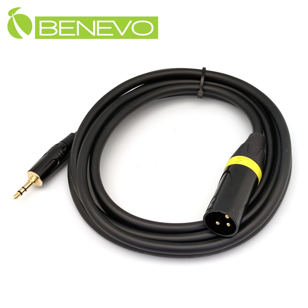 BENEVO 2米 3.5MM公頭轉XLR(Cannon接頭)公頭 音訊連接線