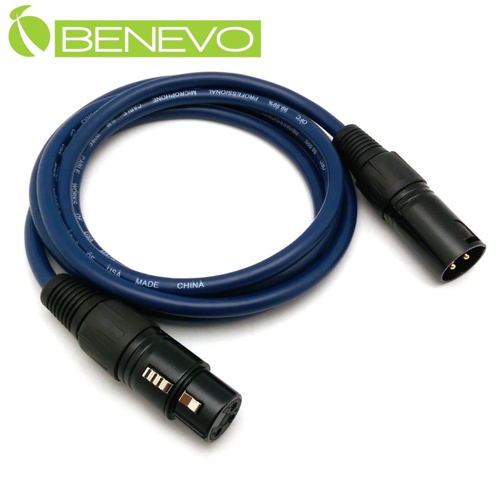BENEVO 1.5M XLR(Cannon接頭)公對母 平衡式音訊連接線