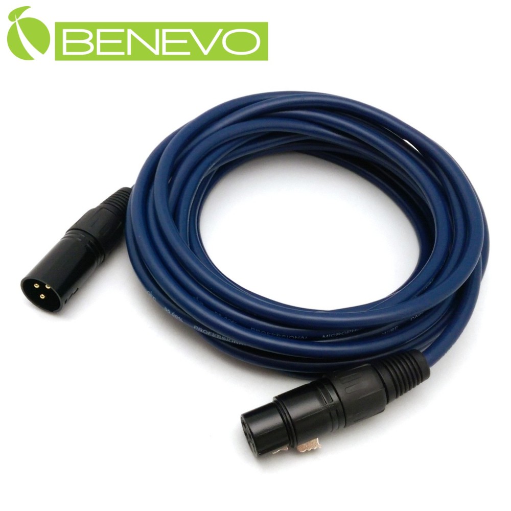 BENEVO 5M XLR(Cannon接頭)公對母 平衡式音訊連接線
