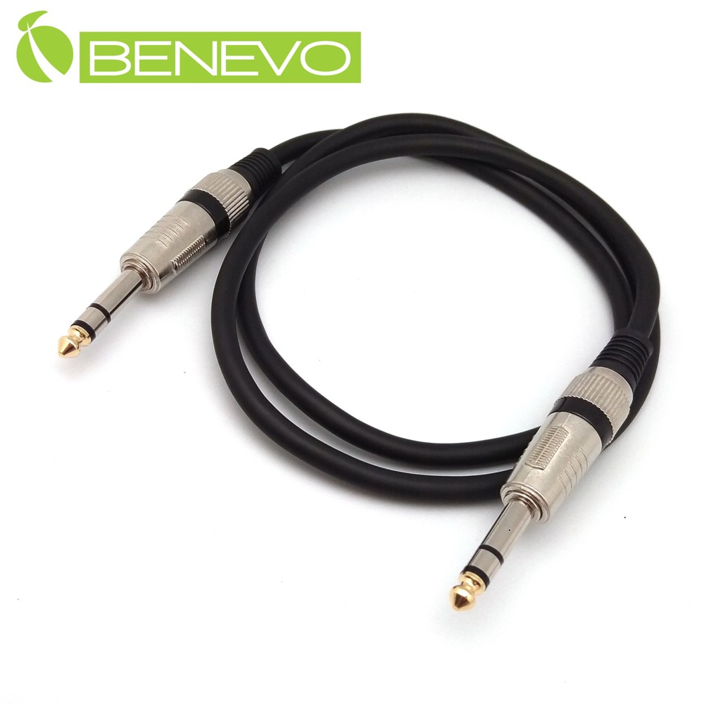 BENEVO 1米 TRS型式6.3mm公對公雙聲道/平衡聲音連接線