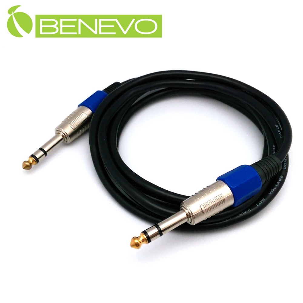 BENEVO 2米 TRS型式6.3mm公對公雙聲道/平衡聲音連接線