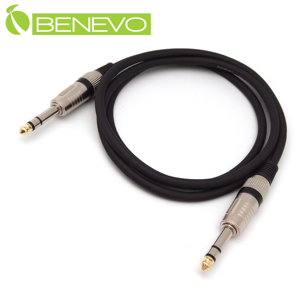 BENEVO 1.5米 TRS型式6.3mm公對公雙聲道/平衡聲音連接線