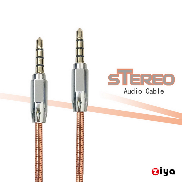 [ZIYA] 音源對接線 AUX 3.5mm 三環四極 金屬頭 變形彈簧款