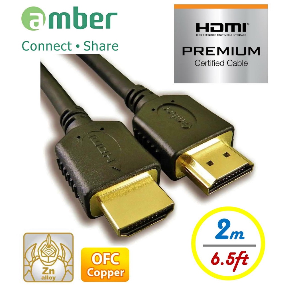 Amber 崴寶 4K2K HDMI 2.0版高階影音線材-Premium 4K Ultra HD具PrimePASS【PREMIUM HDMI 2.0b協會認證】-【2M】