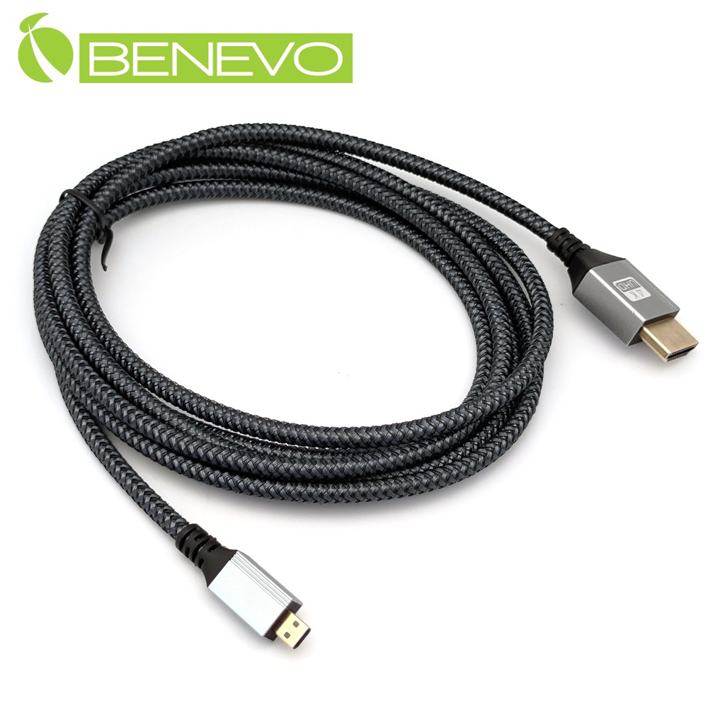Benevo 3米 Micro HDMI2.0 高品質影音連接線 (BHDMICRO5030S)
