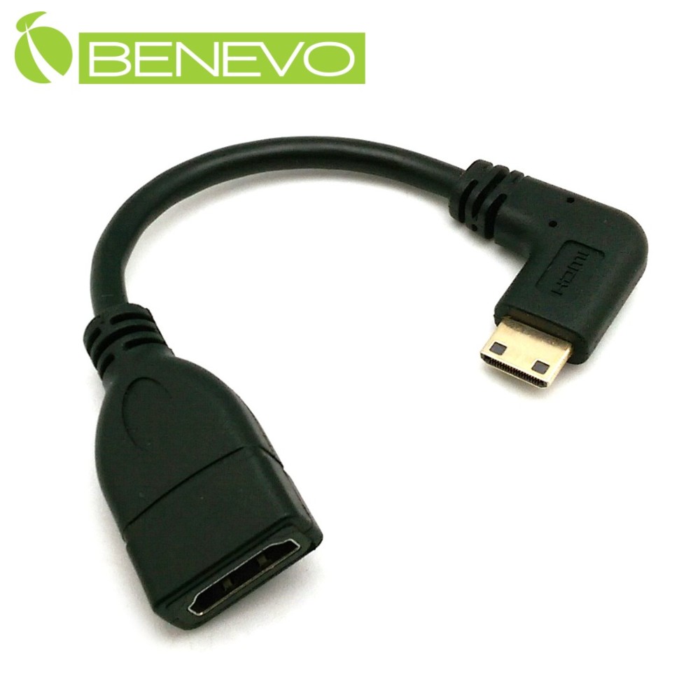 BENEVO右彎型 Mini HDMI(公) 轉 HDMI (母) 轉接短線