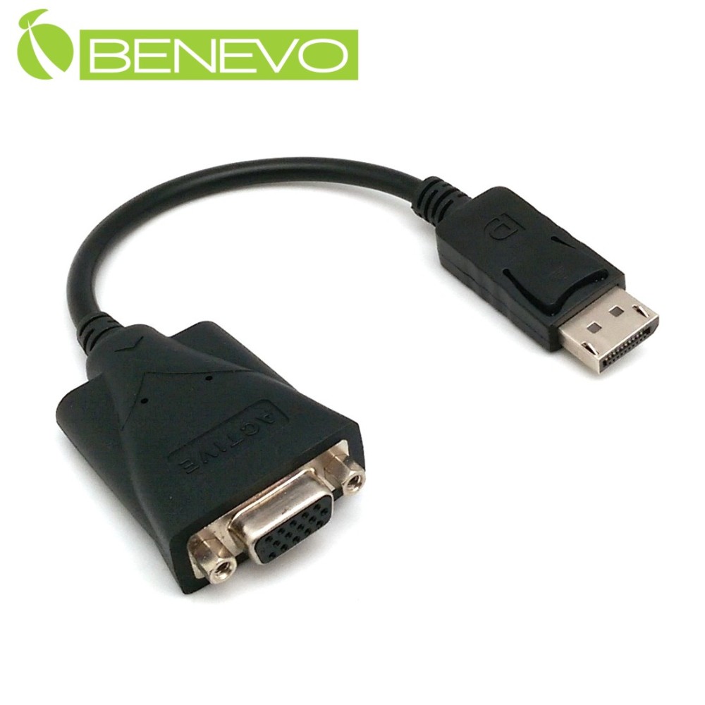 BENEVO主動式 DP轉VGA訊號轉換器，支援最多6螢幕顯示
