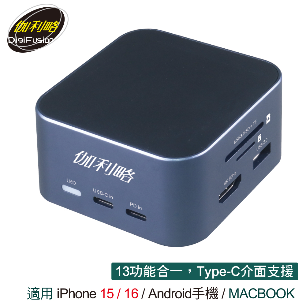 USB-C 13 in 1 4K60 HDMI+網卡+讀卡機 多功能擴充盒(集線器)
