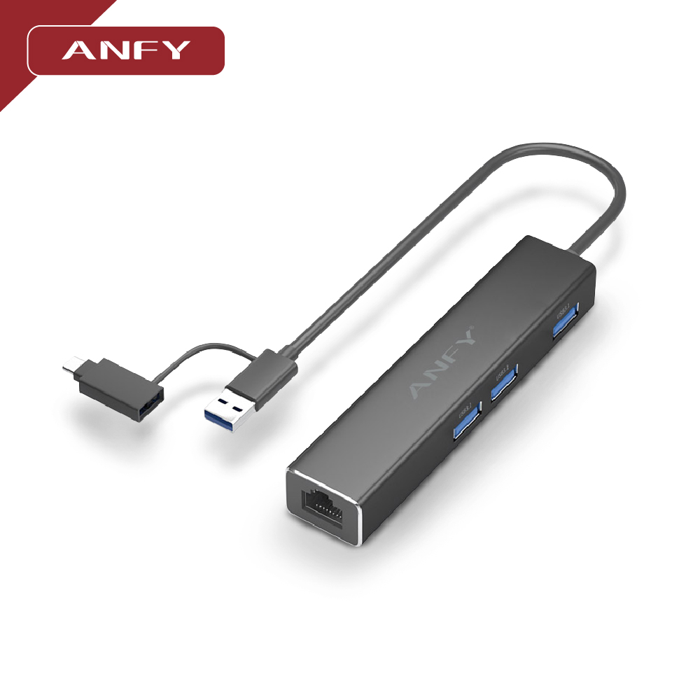 ANFY 安飛 USB轉RJ45+USB3.1 HUB