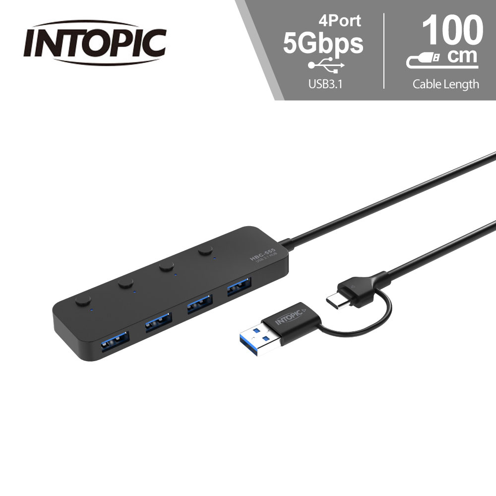 INTOPIC 廣鼎 HBC-555 USB3.1 Type-C 高速集線器
