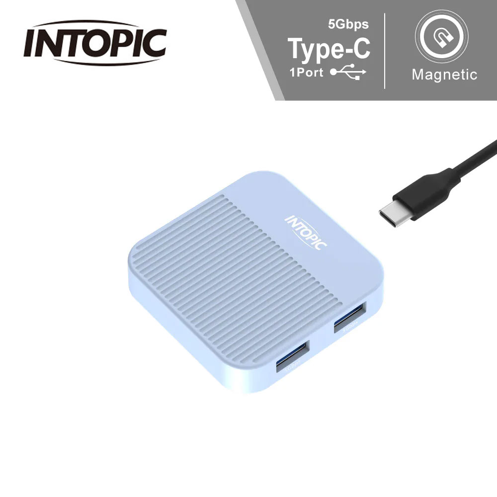 INTOPIC 廣鼎 HBC-800 便攜式磁吸USB3.1集線器-藍