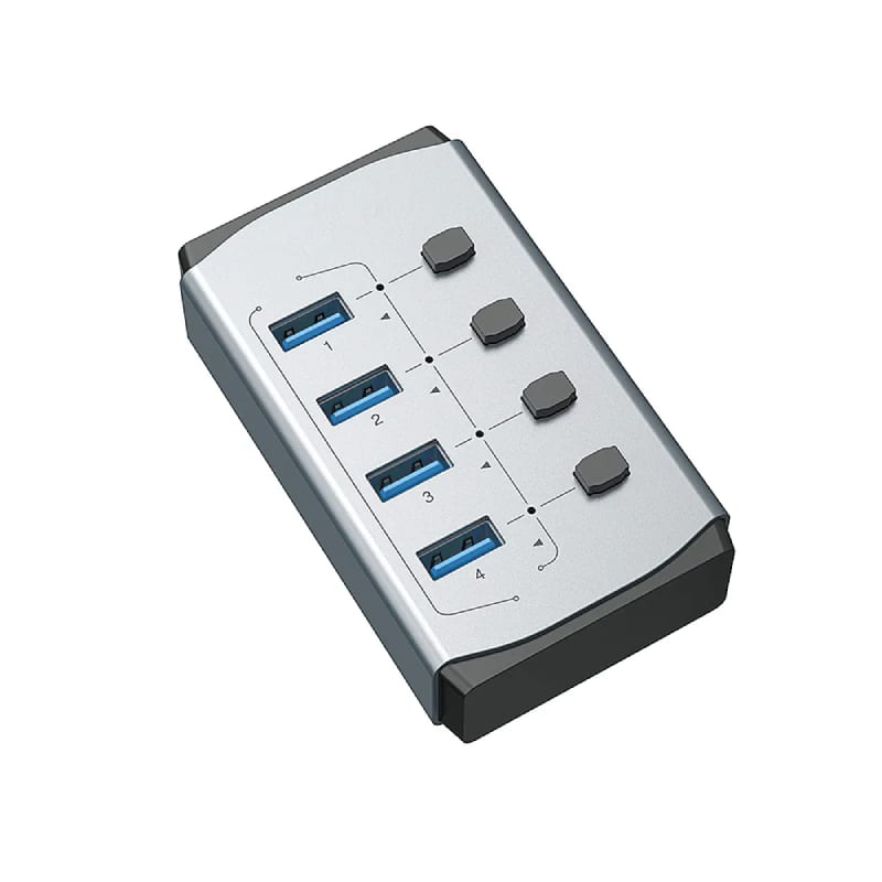 易控王 4孔 USB3.0 工業級 個人用Hub集線器 含獨立開關 電路防護 (40-726-06)
