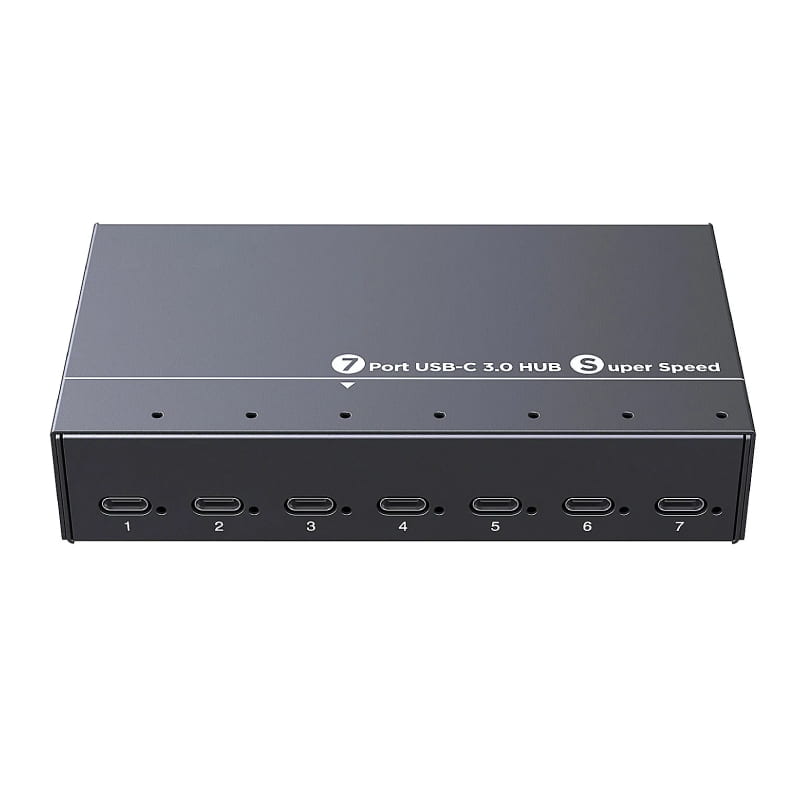 易控王 工業級 USB3.0 Type-C 7孔集線器 金屬外殼 36W供電 (40-732-10)