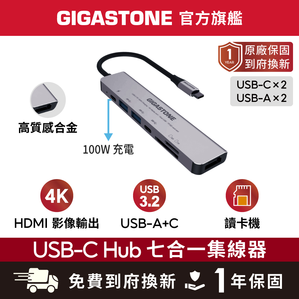 7合1多功能 100W PD充電 Type-C HUB (HUB-P7)