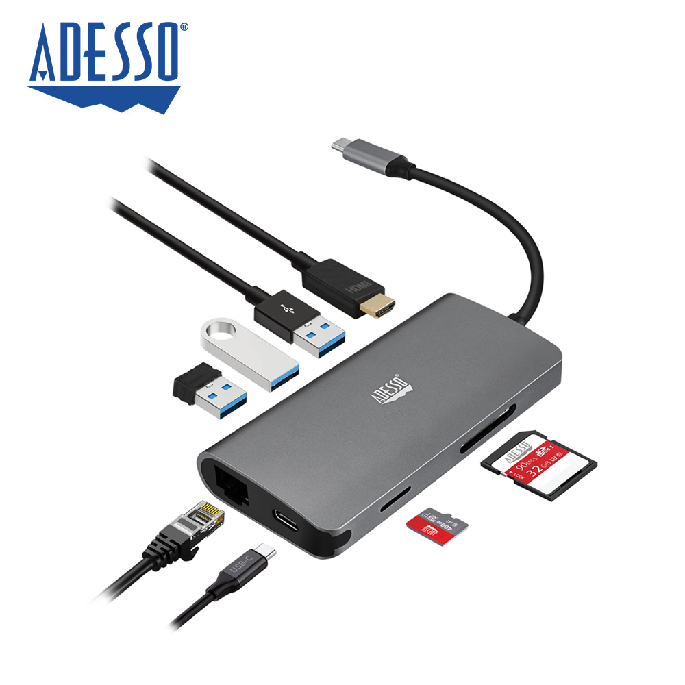 ADESSO 艾迪索 8合1 Type-C 多功能轉接 HUB集線器 AUH-4030