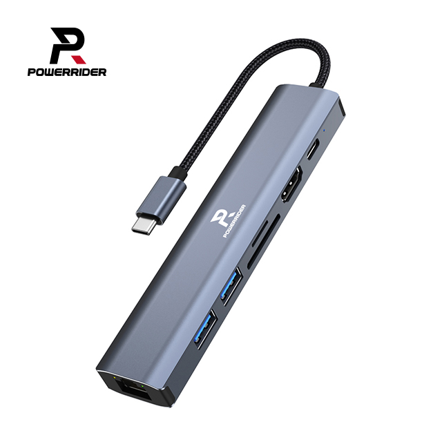 HB-P16 七合一PD充電傳輸集線器 鈦金灰