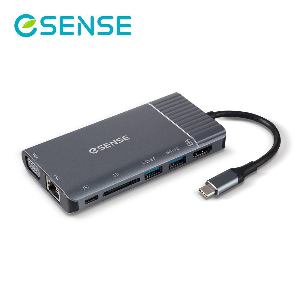 Esense 逸盛 Type-C TO HDMI 7合1 轉接器 H731PA(鈦金灰)