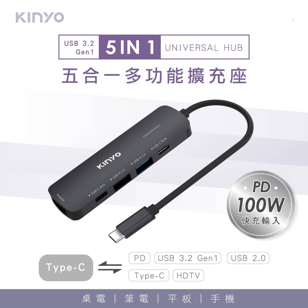KINYO Type-C HUB OTG USB集線器 PD充電 HDMI轉接器
