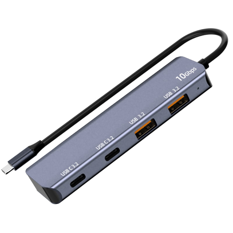 易控王 USB-C四合一集線器(2*USB-A+2*USB-C) 鋁合金外殼 10Gbps (40-730-02)