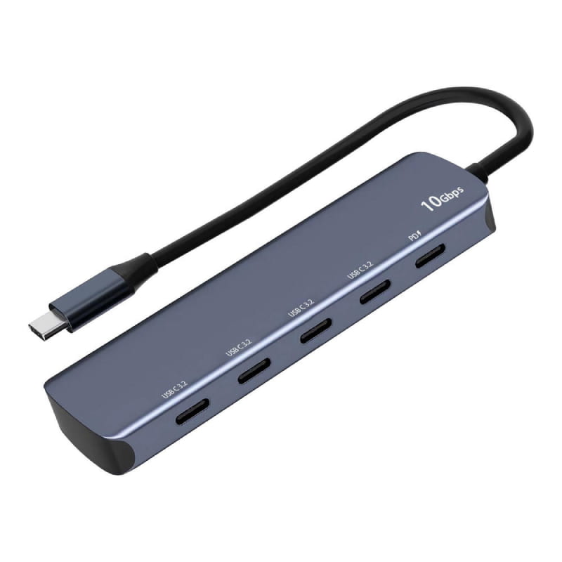 易控王 USB-C五合一集線器(4*USB-C+1*PD) 鋁合金外殼 10Gbps (40-730-03)