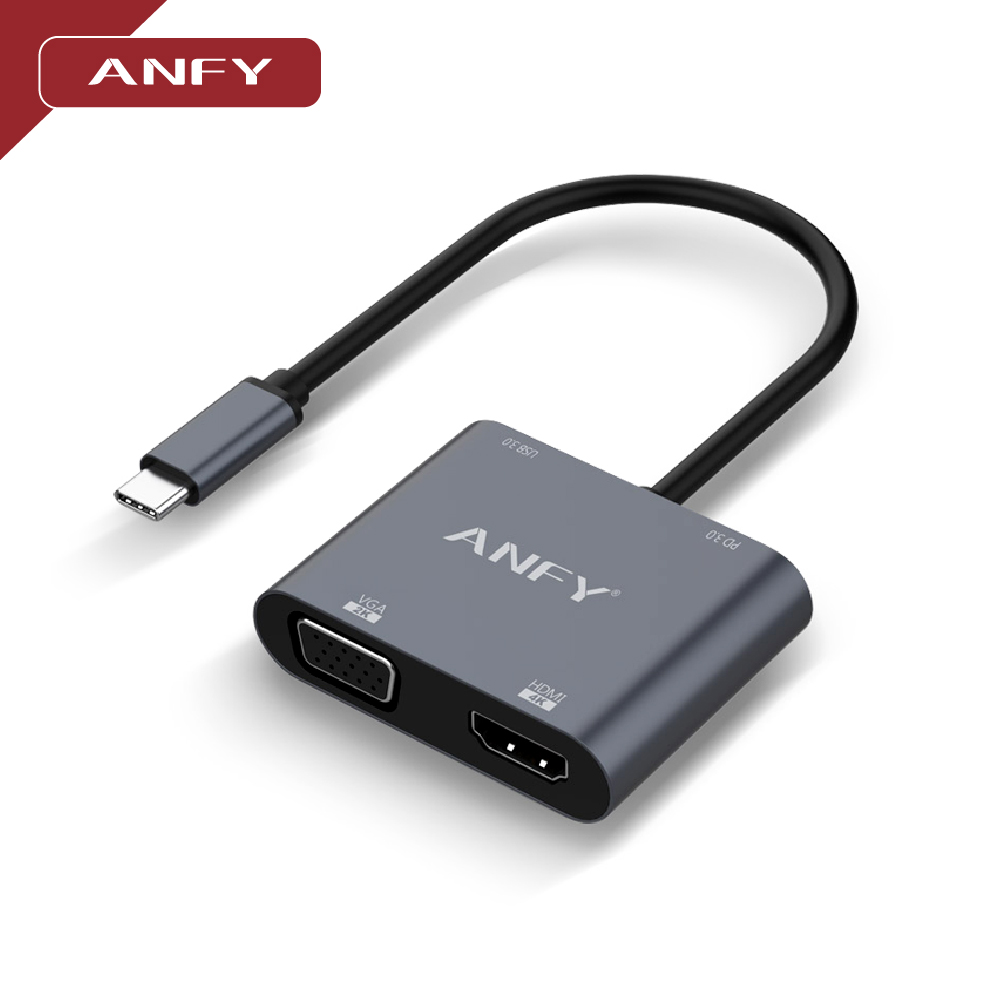 ANFY 安飛 Type-C TO HDMI/VGA/USB/PD 轉接器 CH400