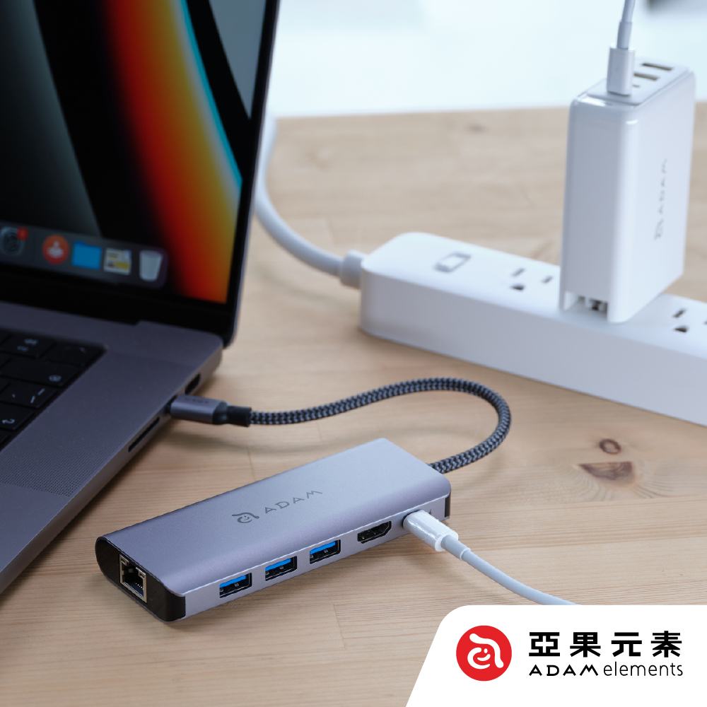 ADAM 亞果元素 Hub A01s USB-C 4K 六合一集線器 灰 4K UHD 超強影像輸出