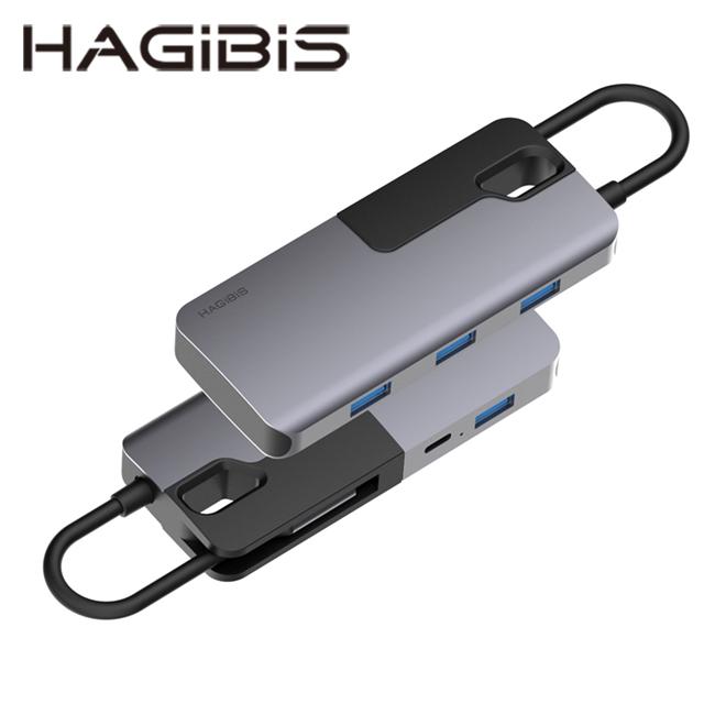 HAGiBiS 海備思 鋁合金6合1 USB3.0*4+PD供電+收線(UC1708)